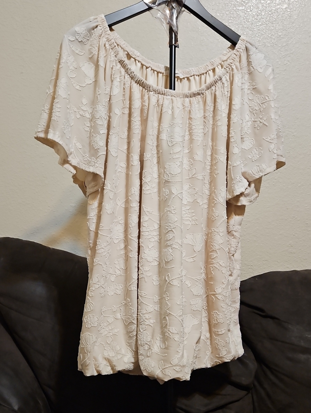 Maurices Cream Embroidered Off-Shoulder Tunic Top